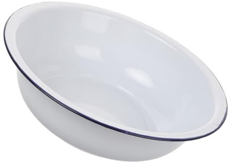SOLUSTRE Cuenco De Esmalte Retro 28 Cm Para Cocina Cuencos Metálicos Para y Servir Diseño Vintage Multiusos Para Lavar Verduras y Jabón Palangana De Esmalte Blanca
