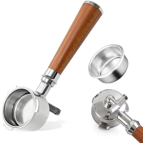 alouweekuky Siebträger 51mm, Doppel Auslauf 3 Ohren Portafilter Kompatibel mit Delonghi Dedica Siebträger EC680/EC685/EC785/EC820/EC850/EC860, Edelstahl SiebträGer Filterhalter