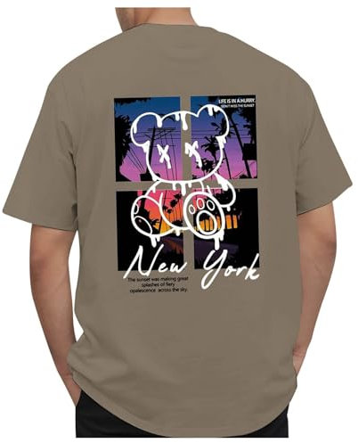 T-Shirt Herren Backprint Blumen Drucken Tshirts Oversized Oberteile Kurzarm Rundhals Tshirt Tops Männer T Shirt Sommer Casual Tee Shirts Vintage Streetwear Tshirts Baumwolle Sportshirt