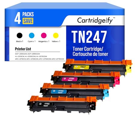 Cartridgeify 4er-Pack TN-243CMYK TN-247 Toner Kompatibel mit Brother TN-243 TN247, für MFC-L3750CDW DCP-L3550CDW DCP-L3510CDW HL-L3210CW HL-L3230CDW HL-L3270CDW MFC-L3710CW MFC-L3770CDW