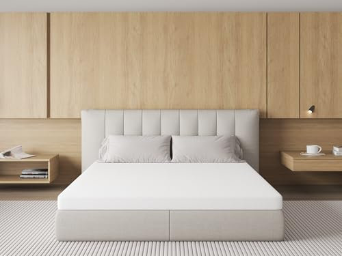 Surmatelas 140x190CM en Mousse de Confort, Épaisseur 4CM,Respirant,Tissu Doux,Blanc (140x190CM)