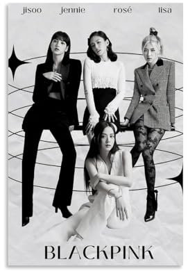 Schwarz-rosa Poster, Musik, Kpop Girl-Gruppe, Vintage-Musikposter für Zimmer, ästhetische Leinwand, Wandkunst, Schlafzimmerdekoration, 20 x 30 cm