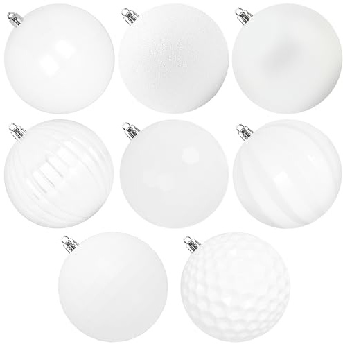 Benjia Extra Large Size Outdoor Christmas Ornaments, Oversized Huge Big Shatterproof Xmas Christmas Plastic Balls for Outside Lawn Yard Tree Hanging Decorations (6/150mm, White, Set of 4)