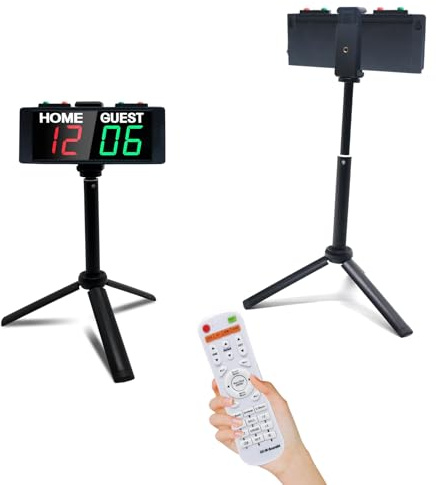 Ousmile LED Elektronische Anzeigetafel Fussball, Tragbare Cornhole Zähltafel mit Ständer, Digitale Tischtennis Zähler, Tennis Punktezähler, Digital Scoreboard für Volleyball, Badminton, Pool Sports