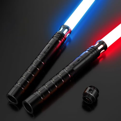 Laserschwert Kinder, RGB 20 Farben 2-in-1 Lichtschwert, Duell Lightsaber mit 4 Modi und Sounds, USB-C Wiederaufladbar FX Spielzeug für Kinder und Erwachsene, Party Geschenk Halloween Cosplay
