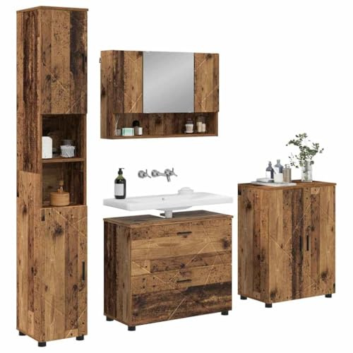 vidaXL Bathroom Furniture Set 4 pcs Old wood 30 x 35 x 192 cm,