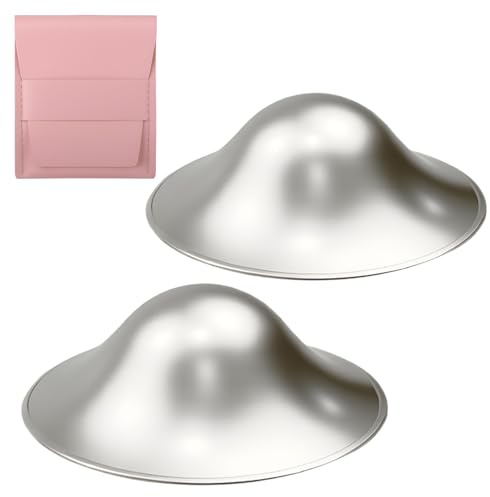2Pcs Silver Nipple Shields for Breastfeeding 925 Sterling Silver Nipple Cup | Essentials Breast Shields for Nursing Newborns Guards and Pads Soothe Sore Nickel Free Sensitive Nipples Protection