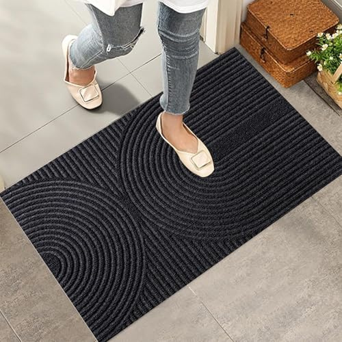 Diaxilu Fußmatte 40x60 cm Innen und Außen - rutschfeste Schmutzfangmatte - Waschbar Fussmatte, Wasserdicht Türmatte - Schmutzfänger Teppich für Eingang, Haustür, Patio, Flur, Garten (Dunkelgrau)