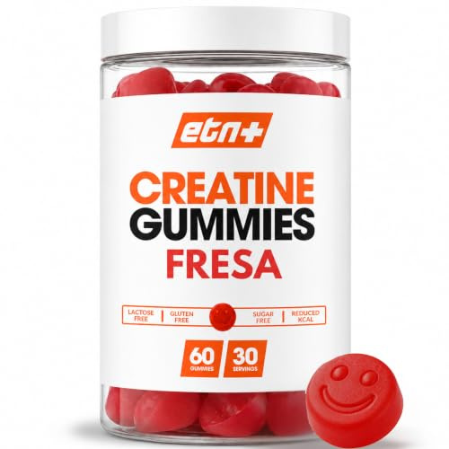 ETN+ Gominolas de Creatina Monohidrato pura – 1,5 g por Gummy – 60 Gummies | Pre-Workout Fuerza, Rendimiento Físico y Mental – Refuerzo Cognitivo | De Origen Natural