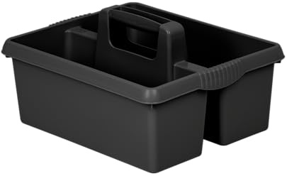 Homey Mart Kitchen Organiser Caddy with Handle – Heavy Duty Cleaning & Storage Tote, Dual Compartment 10L Capacity, Multi-Purpose for Cleaning, Gardening & DIY – Black