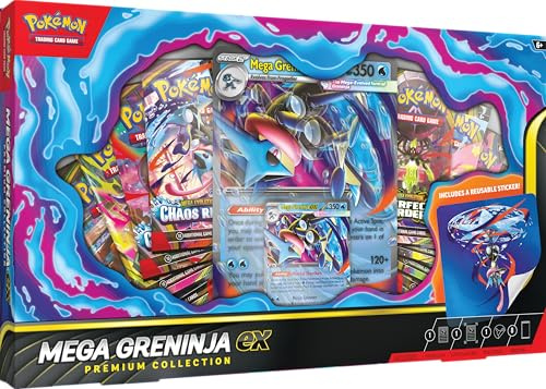 Pokémon TCG: Mega Greninja ex Premium Collection (1 Foil Promo Card, 1 Oversize Lenticular Card & 8 Booster Packs)