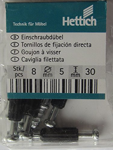 Hettich Einschraubdübel TWISTER für RASTEX Excenter Verbinder, Spannmaß 20 mm, 8 Stück, 9100036