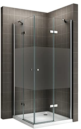 i-flair Duschkabine ALICE mit Eckeinstieg 80x80 cm (Links x Rechts) Höhe: 180cm, Eckduschkabine aus teilsatiniertem 6mm NANO ESG Sicherheitsglas - DK19
