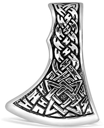 WithLoveSilver 925er Sterlingsilber Wikingeraxt Amulett Slawisches keltisches Triquetra Mjolnir doppelseitiger Anhänger, NA, NA