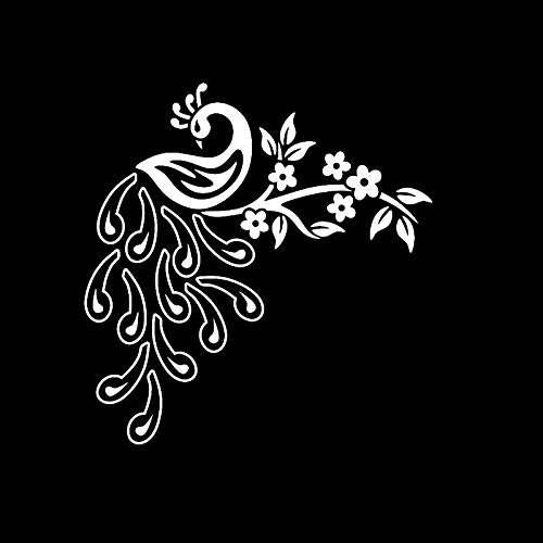 SUIFENG Autoaufkleber 15Cmx15.5Cm Schöner Pfau Vogel Aufkleber Vinyl Auto Aufkleber Schwarz/Silber Hochwertige Grafik