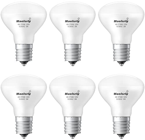 Maelsrlg E17 R14 LED-glödlampa, 4 W (40 W ekvivalent) mini reflektor strålkastarlampa, E17 mellanliggande bas, mjuk vit 2700 K, 400 lumen, dimbar, paket med 6
