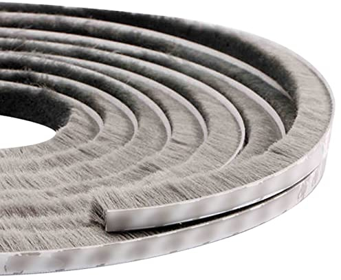 Winlauyet 10M Bürstendichtung 9x15mm Dichtungsbürste selbstklebend Türbürste für Fenster Türen Dichtung