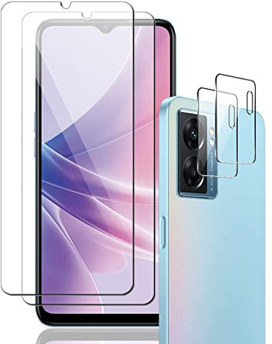 AnnhanT Displayschutz aus Hartglas für OPPO A77, OPPO A77. Enthält 2 Stück Schutz und 2 Stück Rückseitenschutz – kratzfest, ohne Luftblasen