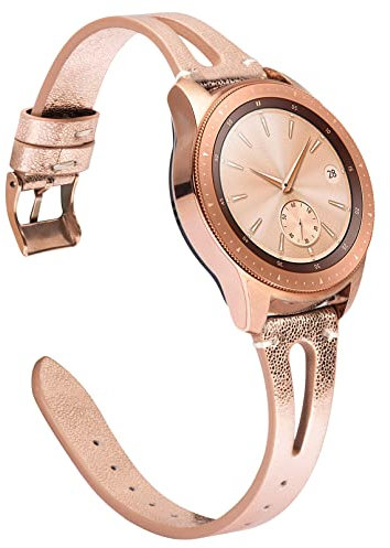Wearlizer Leather Strap Compatible with Samsung Galaxy Watch 5/4/ Active 2 40mm 44mm Women, 20mm Quick Release Soft Band for 5 Pro/Watch 4 Classic 42mm 46mm/ 3 41mm, Rose Gold