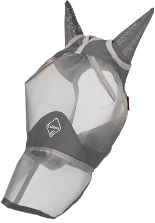 LeMieux Horse ArmourShield Pro Full Fly Mask with Soft Bamboo Lining - UV Protective & Breathable Mesh - Grey - X-Small