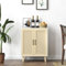 Panana Meuble de Rangement en Rotin et MDF, Buffets Haut Aspect sur Salon, Chambre, 69 x 38 x 88 cm (Blanc et Bois)