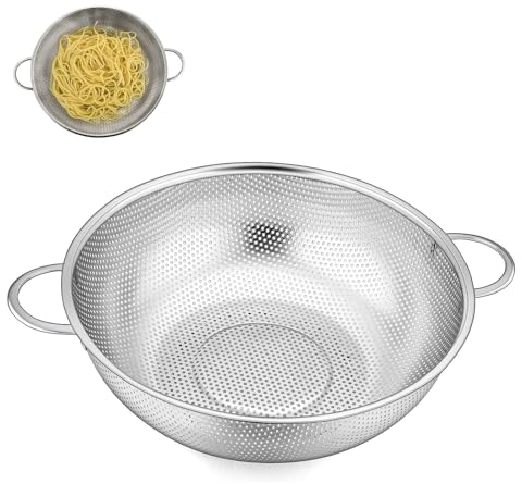 Passoire de Cuisine Ø 22 cm, Iinox Tamis de Avec Poignées, Panier Passoire au Dessus, pour Légumes et Fruits, égouttoir Pâtes, riz, Passe Lave-Vaisselle