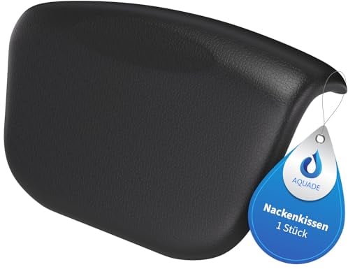 AQUADE Nackenkissen Badewanne Schwarz - Pillow for Bathtub - Kopfkissen Für Badewanne - Kissen Badewanne Nacken - Wannenkissen - Badewannen Zubehör - Badesofa Badewannenkissen - Modell: Weser
