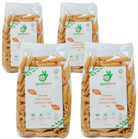 goodFarm Organic Chickpea Penne Pasta 1 kg - High Protein & Fibre, Gluten-Free, Vegan, Low Calorie
