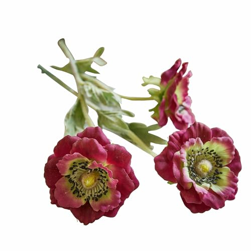 Loberon Deko-Blume 3er Set Inara, Naturgetreue Optik, Handgefertigt, Künstliche Christrose, Kunstblume, Dekoration, Eisendraht, Polyester, Kunststoff, lila