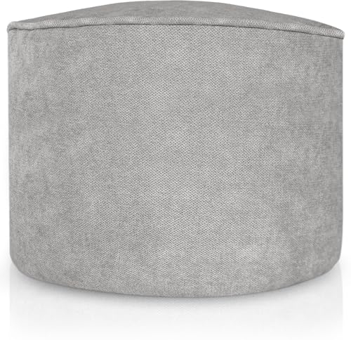 Aiire Sitzhocker Indoor aus Baumwolle - Pouf Hocker Rund 45x30cm - Sitzsack Fußstütze Hochwertiger, Pflegeleichter Sitzpuff - Fußhocker für Wohnzimmer und Schlafzimmer - Sitzpouf Grau