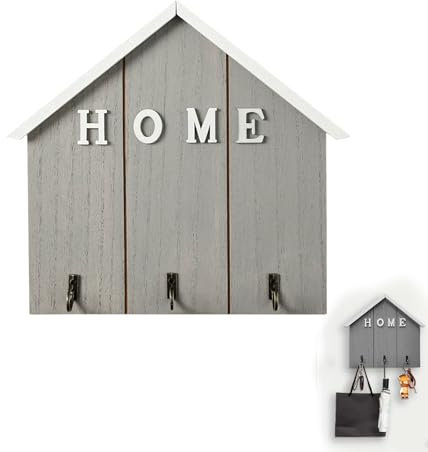 JEOPKO Key Holder for Wall Wooden Key Holder for Wall Key Hangers for Wall Key Hooks Wall Mounted Key Hangers for Wall Hallway Decor Key Hooks Wall Mounted Key Holder for The Home