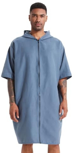 PengGengA Bademantel mit Kaputze und Reißverschluss für Damen & Herren Surf Handtuch Poncho Umziehhilfe Mikrofaser Badeponcho