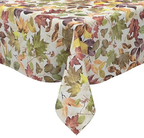 KEVKUS Wachstuch Tischdecke 688-1 Herbst Blätter Laub wählbar in eckig, rund und oval - Größe oval 120x160cm mit Paspelband