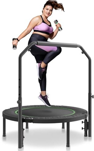 VEVOR Faltbares Mini-Trampolin Fitness-Rebounder 1027 mm, 150 kg belastbares Tainingstrampolin, Rebounder Sport Trampolin Gartentrampolin mit 4-stufig höhenverstellbarem Griff & 32 Federn