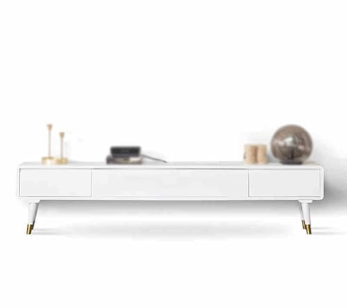 CAFIEDR TV Stand Television Stands Cabinet, Media Console and Modern TV Console Table, Entertainment Center, TV Cabinet with Metal Legs, for Living (White 120x24cm/47.2x9.4in)