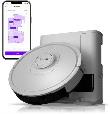 Shark IQ Robot Vacuum Cleaner with Self-Cleaning Base, Bagless, 60 Day Capacity, Cleaning Different Surfaces, Strong Suction, Pet Hair Collection, for Carpet and Hard