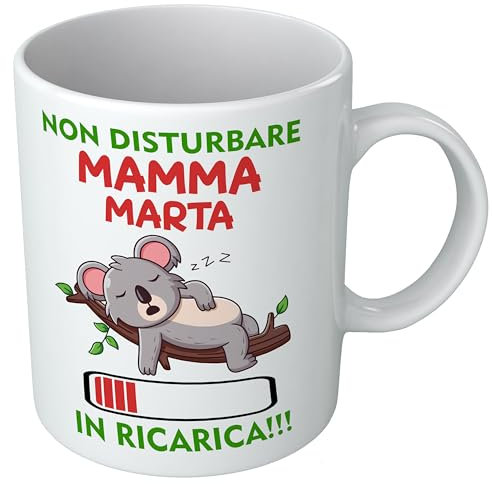 t-shirteria Tazza Personalizzabile con Nome Festa della Mamma, Non Disturbare, in Ricarica, Koala, Idea Regalo