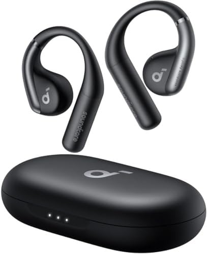 soundcore AeroClip by Anker, Open-Ear Kopfhörer, Bluetooth Earbuds, Open Earbuds, ganztägiger Komfort, 4 KI-gestützte Mikrofone, sicherer Halt, 12mm Treiber, Hi-Res, Open-Ring Design