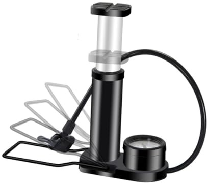 ELAYARD Mini Fahrradpumpe mit Manometer Tragbare Metall Fußpumpe Hochdruck Luftpumpe für Reifen Bälle und Luftmatratzen Kompakt Langlebig Vielseitig Einsetzbar Schwarz
