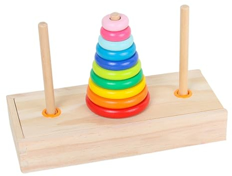 Turm von Hanoi, Holz-Rätsel für Kinder, Regenbogen-Stapeltürme, Blöcke für die frühe Bildung, logisches Denken für Kinder ab 3 Jahren