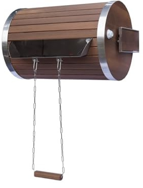 Wasserfall-Duscheimer 30 l aus Thermo-Linde mit Edelstahleinsatz | Zylindrischer Schwalldusche-Eimer für Sauna-Kontrastguss | automatischer ½″-Füllanschluss | Saunazubehör