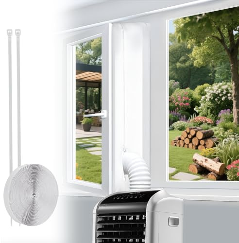Udbrud Klimaanlage Fensterabdichtung, 400cm Mobile Fensterdichtung für Klimaanlagen Klimagerät Kippfenster Air Conditioner Window Seal Hot Air Stop Geeignet für Fenster Flügelfenster Dachfenster
