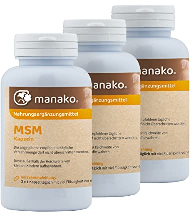 manako MSM (Methylsulfonylmethan) Kapseln, 3 x 120 Stück, Dose a 84 g