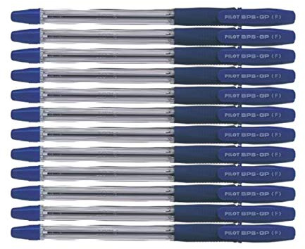 Pilot BPS GP Ball Pen Rubberised Grip Fine 0.7mm Tip 0.32mm Line Blue Ref BPGPF01 [Pack 12] (BPGPFO3)