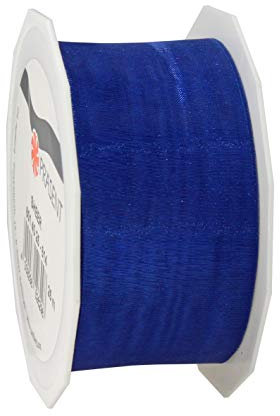 Präsent C.E. Pattberg Sheer Organzaband Royalblau, 25 m Geschenkband zum Einpacken von Geschenken, 40 mm Breite, Zubehör zum Dekorieren & Basteln, Dekoband