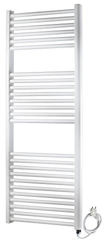 ERCOS | Scaldasalviette Elettrico Bagno TEKNO con Resistenza Termolimitata On/Off, Colore Bianco, Larghezza 600 mm, Altezza 1800 mm