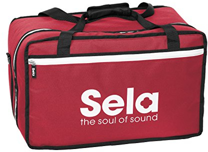 Sela SE 038 Cajon Tasche Red, Hochwertige Nylontasche für Cajons mit Rucksackfunktion und Seitenfach