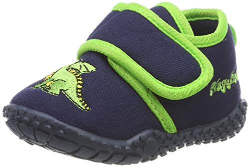 Playshoes Hausschuhe Drache in der Farbe Marine, mit flexible rutschhemmende Sohle, Klettverschluss, Größe: 18/19, 201751-11-18/19