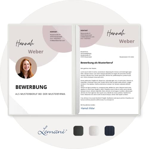 5 Stück 2-teilige Bewerbungsmappen Lemani® CARISMA 'pearl white' mit 1 Klemmschiene - Premium-Qualität mit unverwechselbarer Haptik und hochwertiger Flach-Prägung 'Bewerbung'