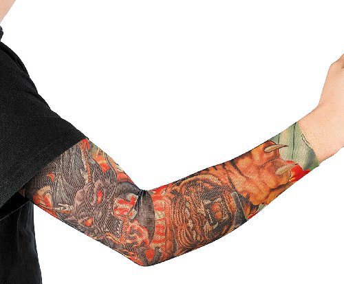 infactory Tattoo-Armling Tiger & Dragon, einmaschiger Netzstoff, mit Gummizug